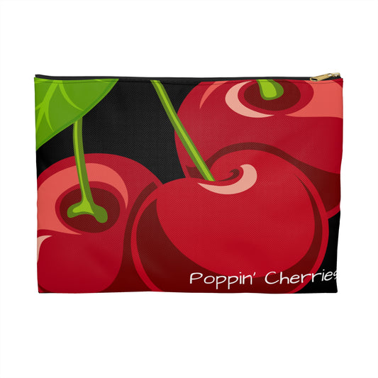 Poppin' Cherry Accessory Pouch for Sweet Lovers, Makeup Bag, Organizing Purse, Gift for Cherry Lovers, Cute Storage