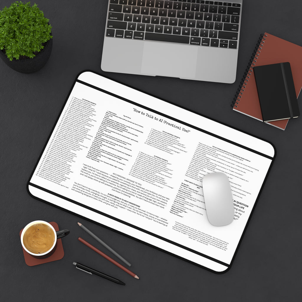 AI PROMPT CHEAT SHEET DESK MAT 12X18