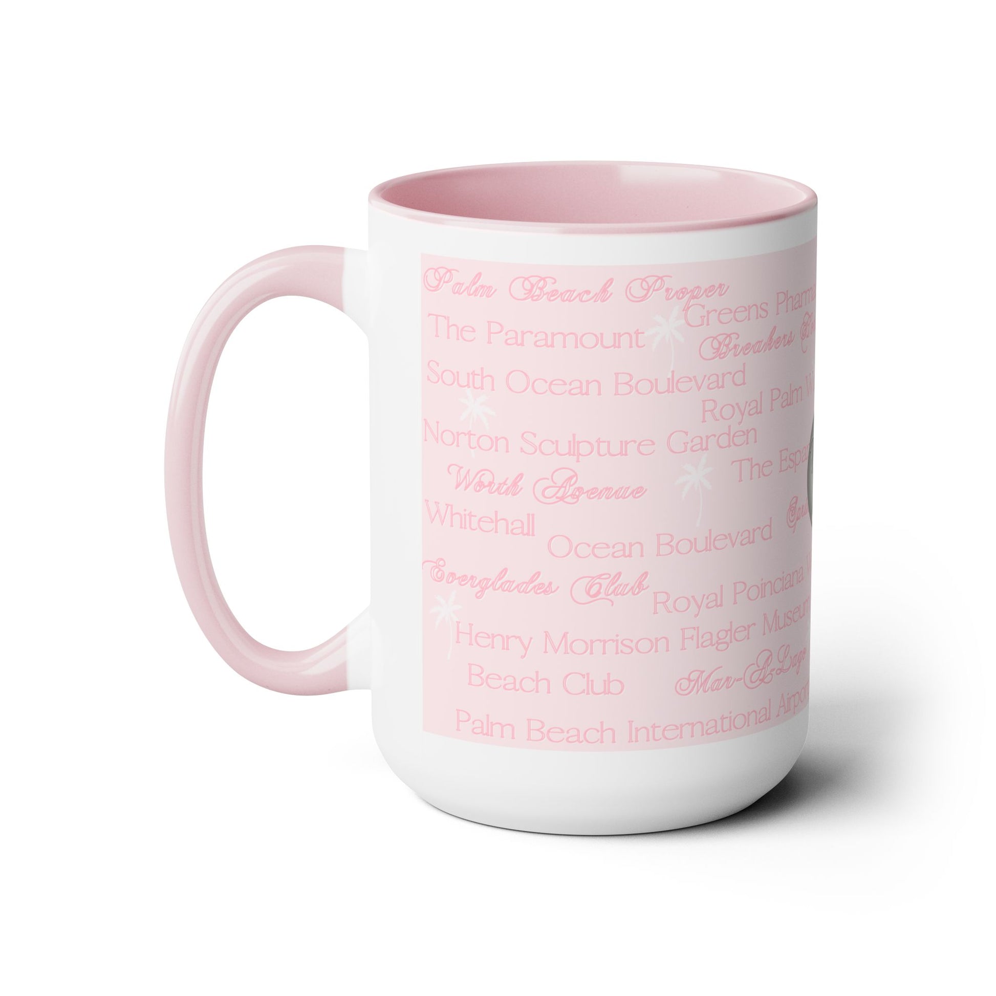 Palm Beach Pink Two-Tone Coffee Mugs, 15oz