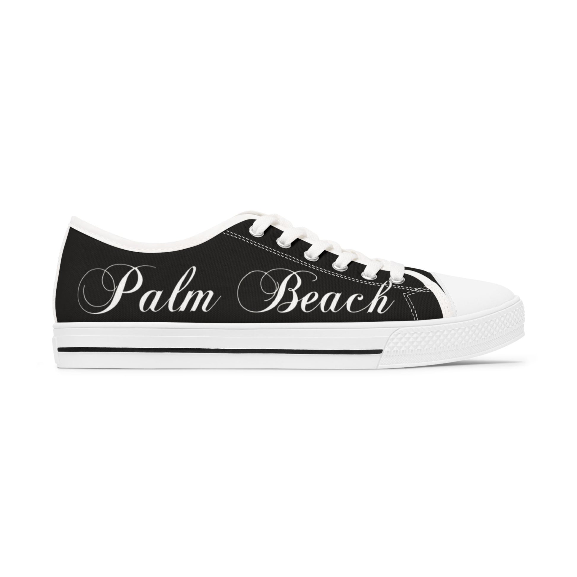 Palm Beach Sneakers Black Low Top Sneakers - Beach Vibes, Casual Footwear for Summer, Trendy Street Style, Travel Shoes, Gift for Her