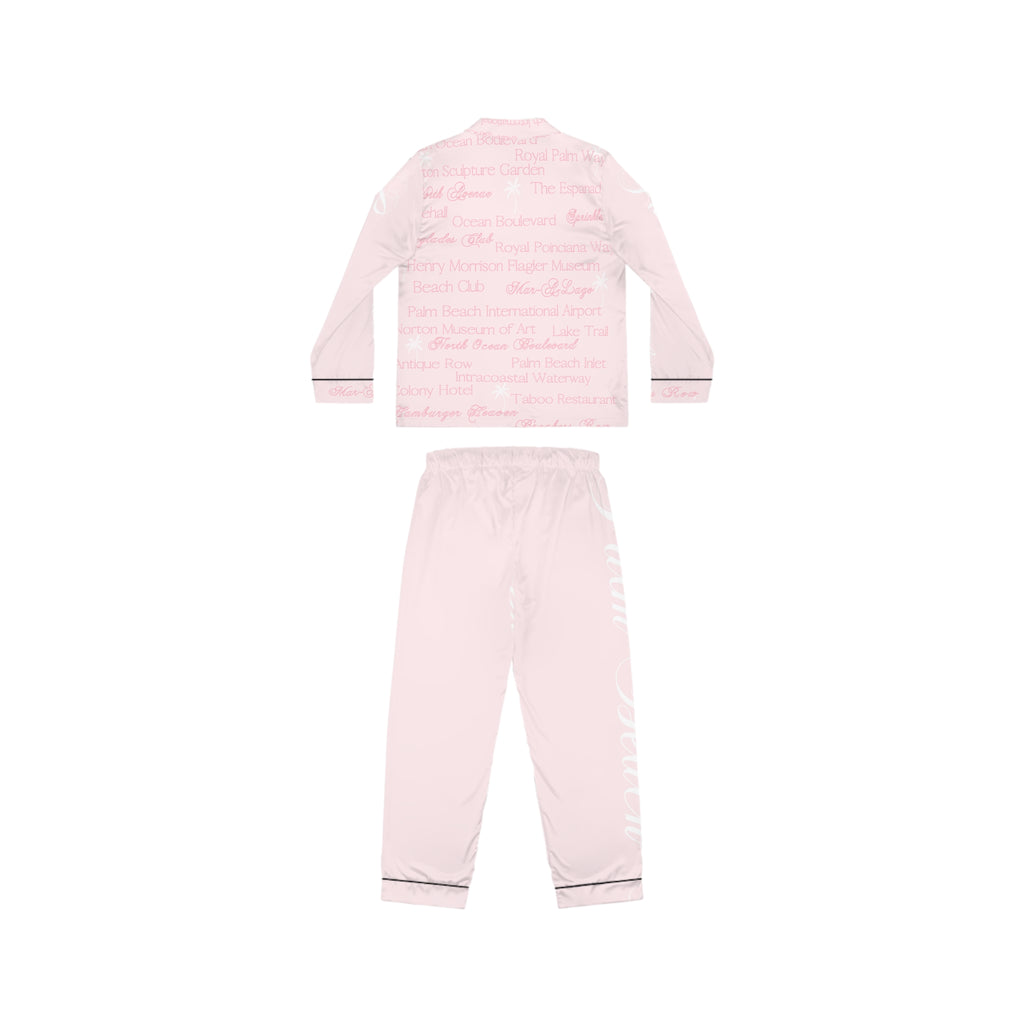 Custom Palm Beach Luxurious Women's Satin Pajamas Set, Relaxing Sleepwear, Cozy Nightwear, Gift for Her, Bridal Loungewear, Soft Satin PJs, Anniversary Gift
