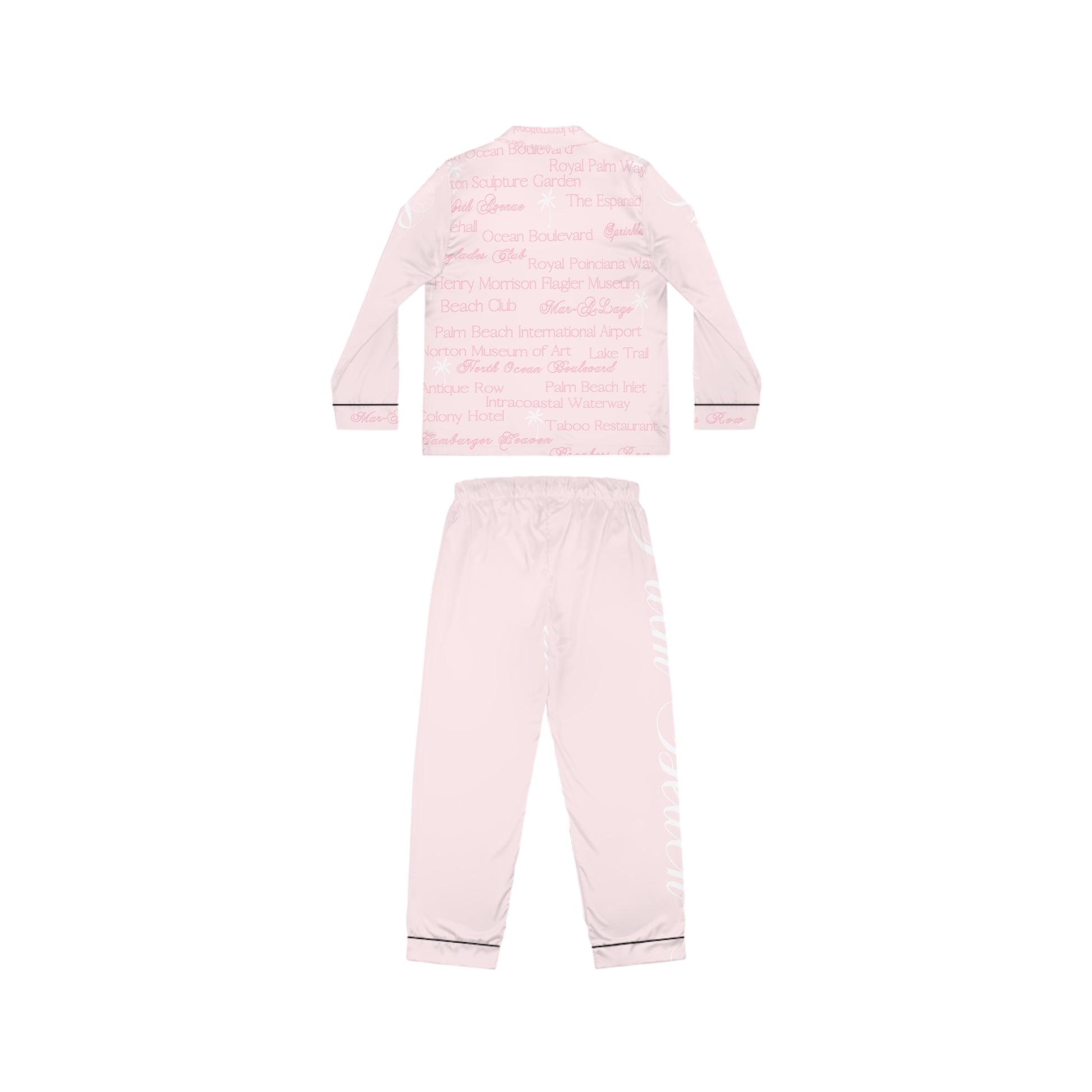 Custom Palm Beach Luxurious Women's Satin Pajamas Set, Relaxing Sleepwear, Cozy Nightwear, Gift for Her, Bridal Loungewear, Soft Satin PJs, Anniversary Gift