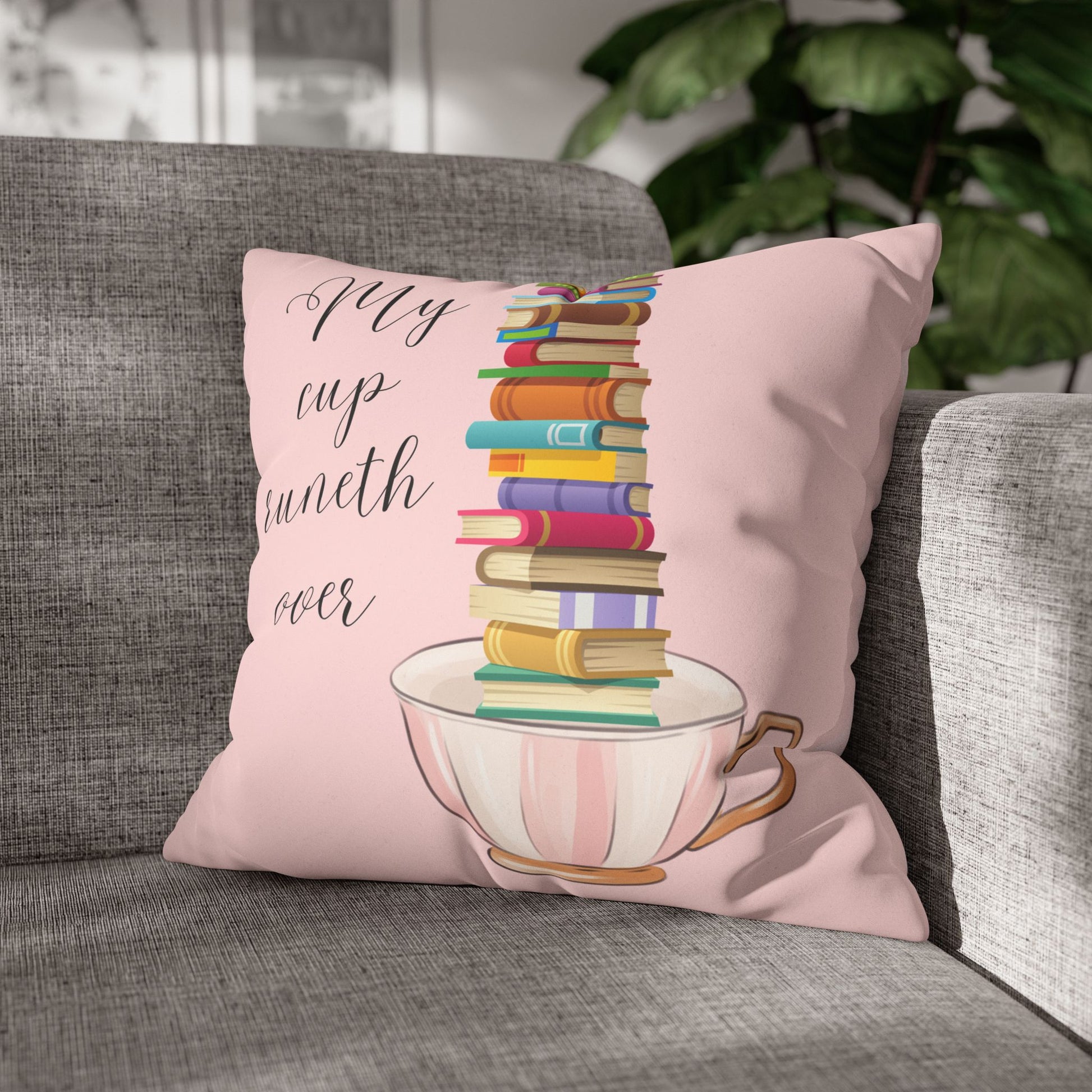 Books A Plenty!Faux Suede Square Pillow Case  Double sided two for one!