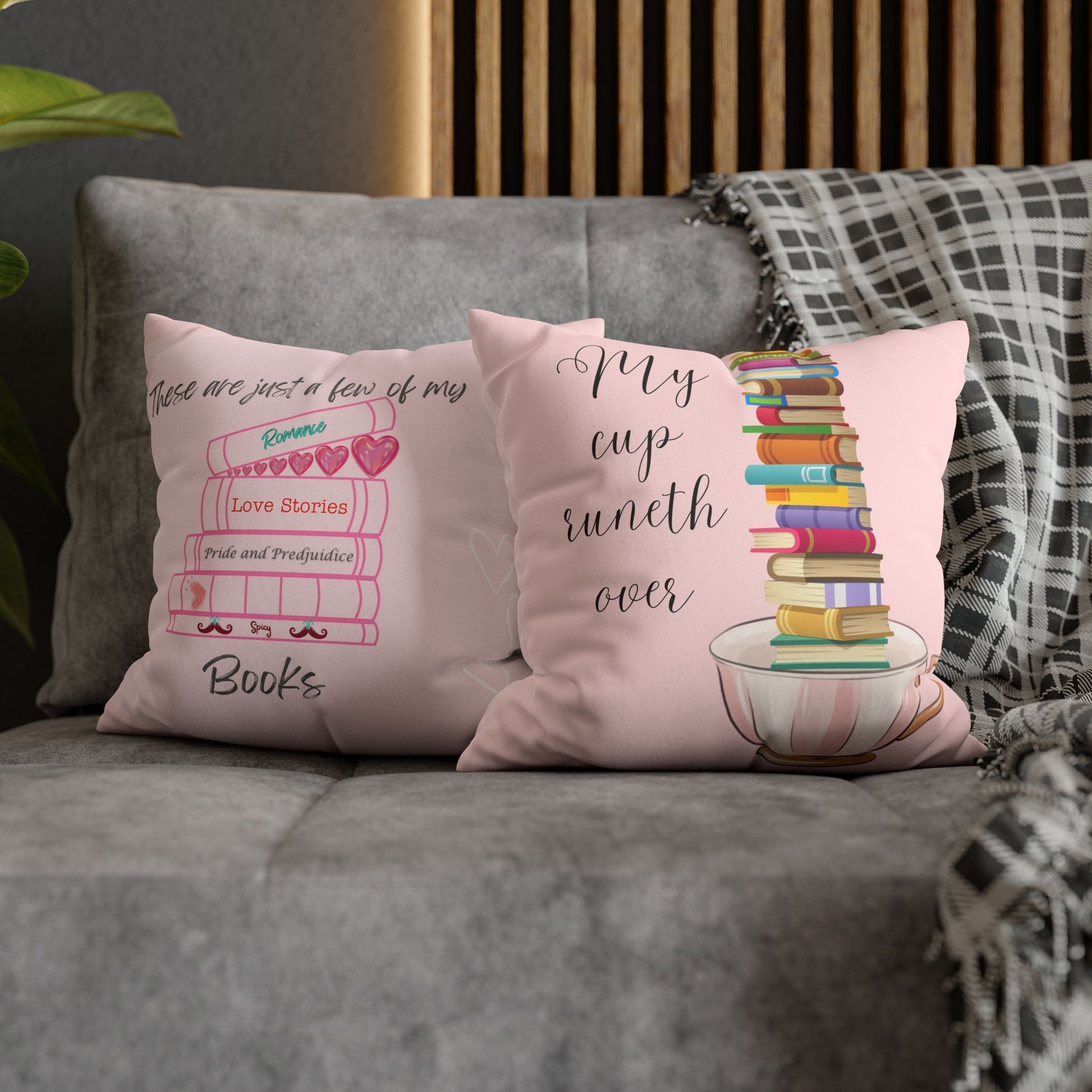 Books A Plenty!Faux Suede Square Pillow Case  Double sided two for one!