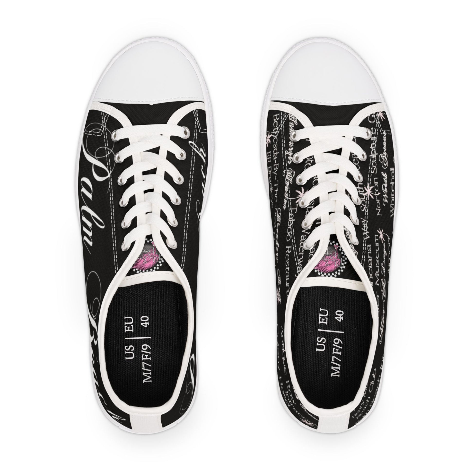 Palm Beach Sneakers Black Low Top Sneakers - Beach Vibes, Casual Footwear for Summer, Trendy Street Style, Travel Shoes, Gift for Her
