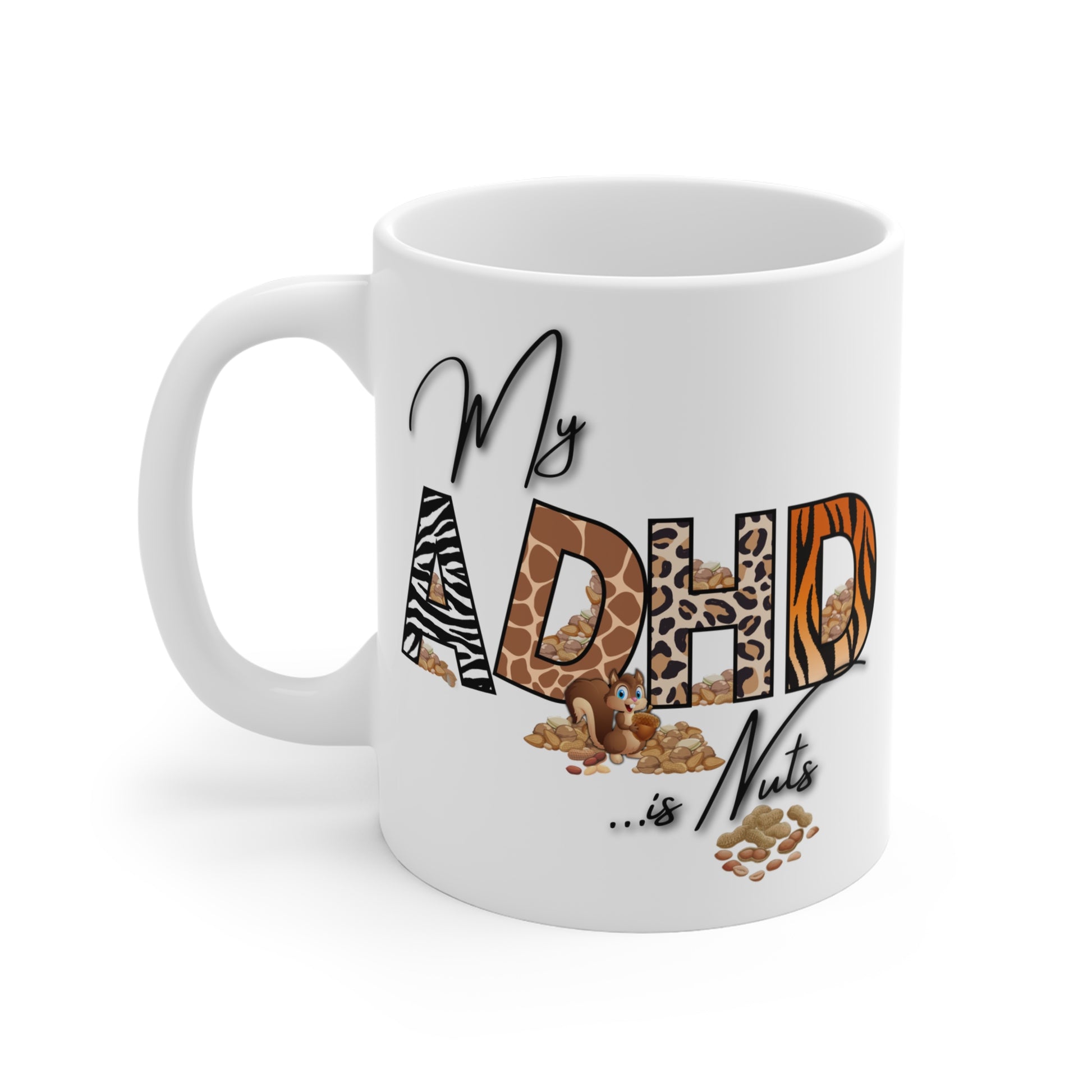 My ADHD Mug | 11oz Coffee Cup | Unique Animal Print Mug | Gift for ADHD Awareness | Fun & Quirky Mug | Office Humor