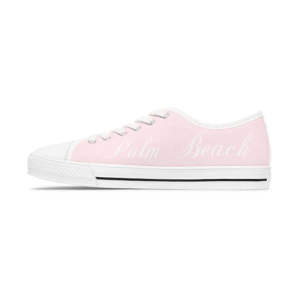 Custom Palm Beach Fabric Pink Low Top Sneakers - Stylish Comfort for Everyday, Casual Walks, Day Out, Gifts, Trendy Footwear