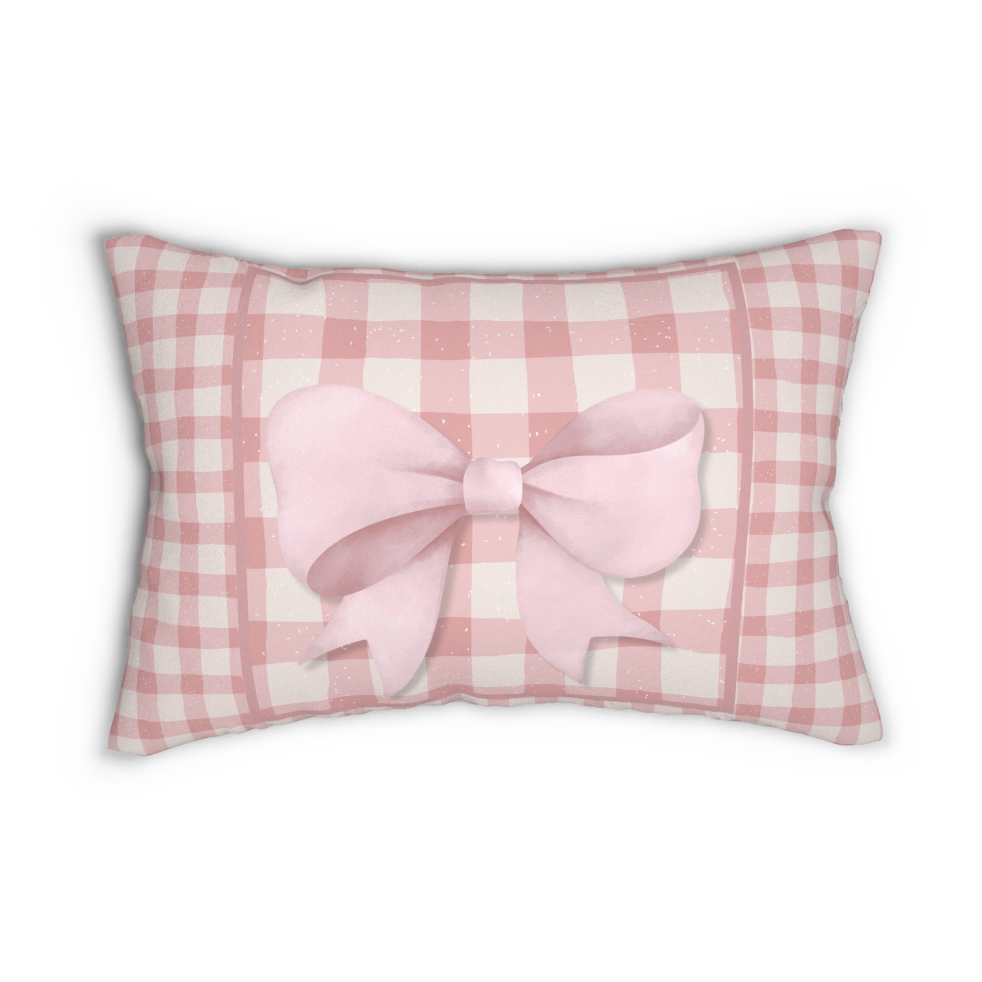 Cottage Cozy DBL Gingham Lumbar Pillow, Decorative Throw Cushion, Farmhouse Decor, Pink Gingham Pillow, Home Gift, Cozy Living Room Accent