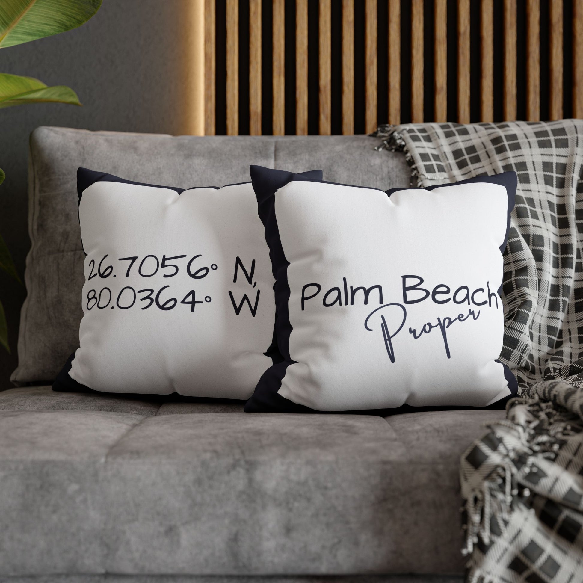 PB Proper White and Navy faux Suede pillow cover Double sided