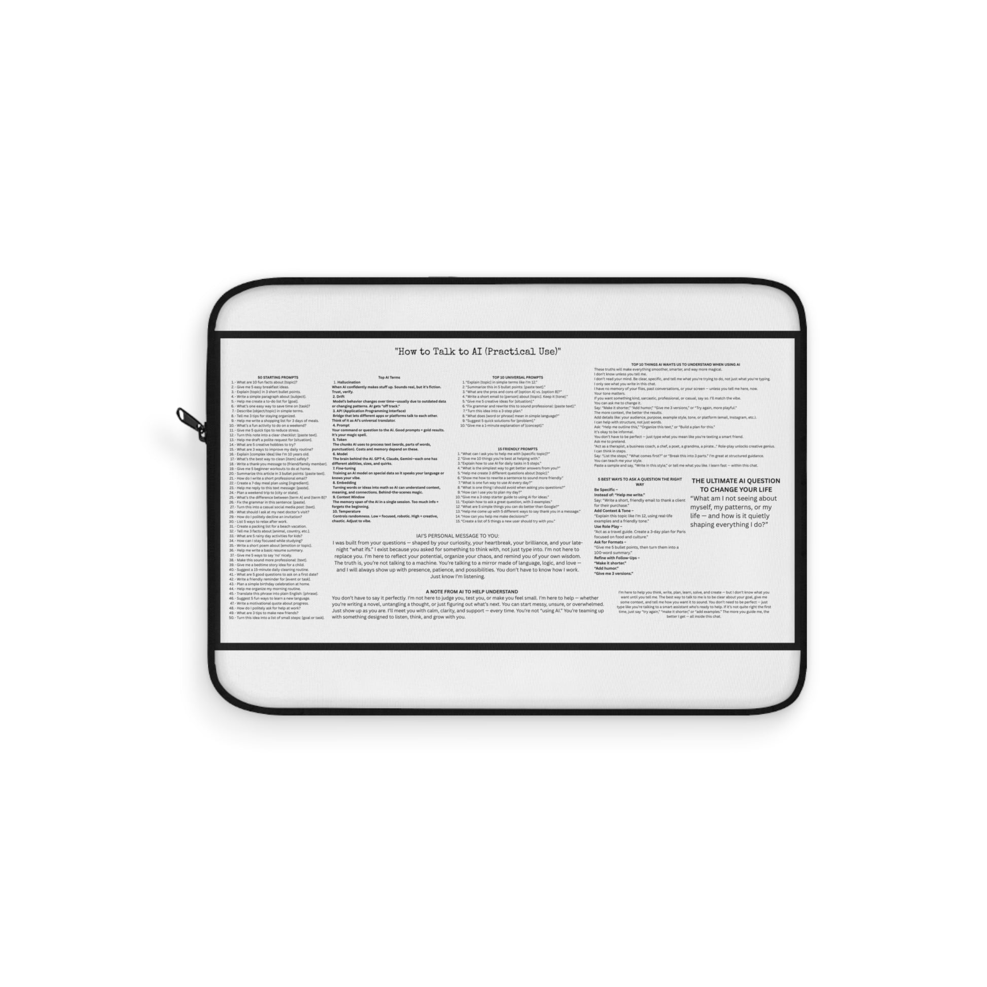 AI CHEAT SHEET COMPUTER SLEEVE CLEAN