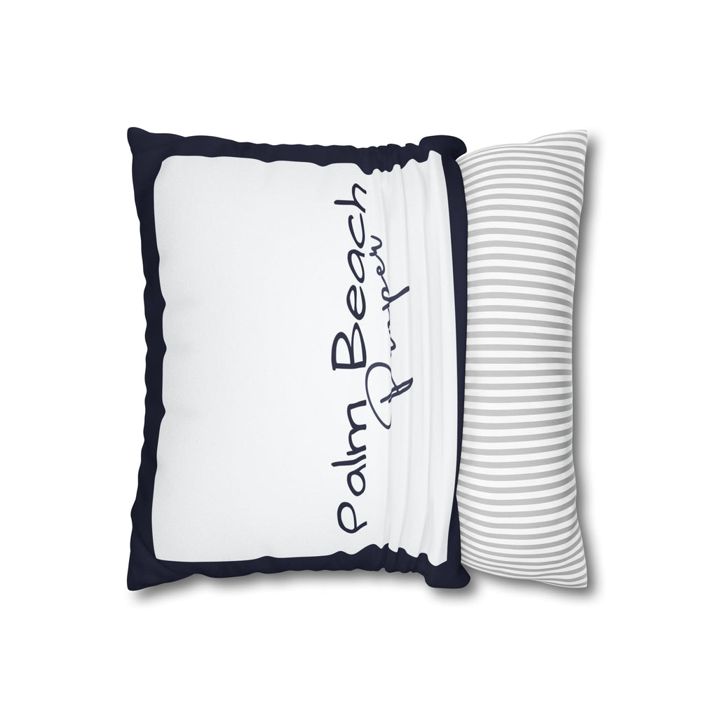 PB Proper White and Navy faux Suede pillow cover Double sided