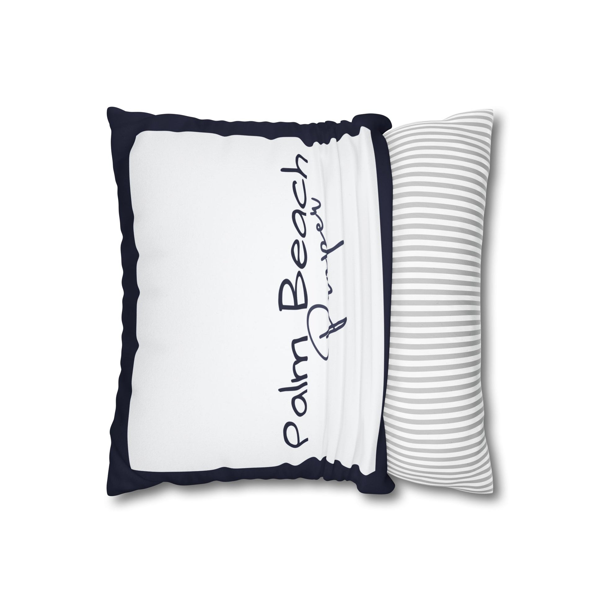 PB Proper White and Navy faux Suede pillow cover Double sided