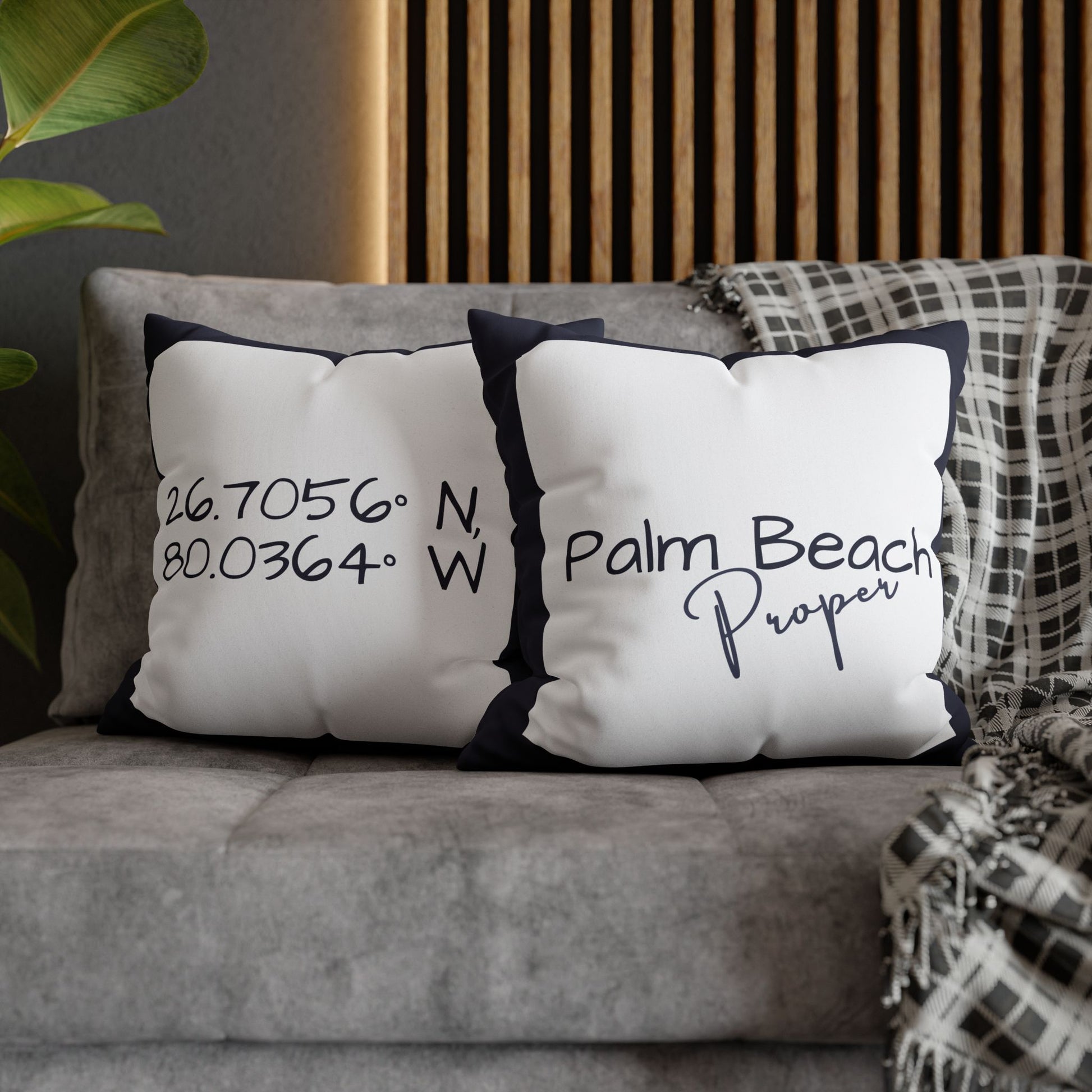 PB Proper White and Navy faux Suede pillow cover Double sided