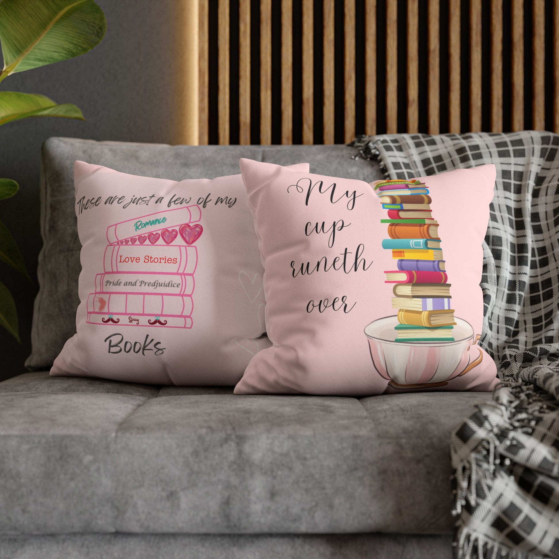 Books A Plenty!Faux Suede Square Pillow Case  Double sided two for one!