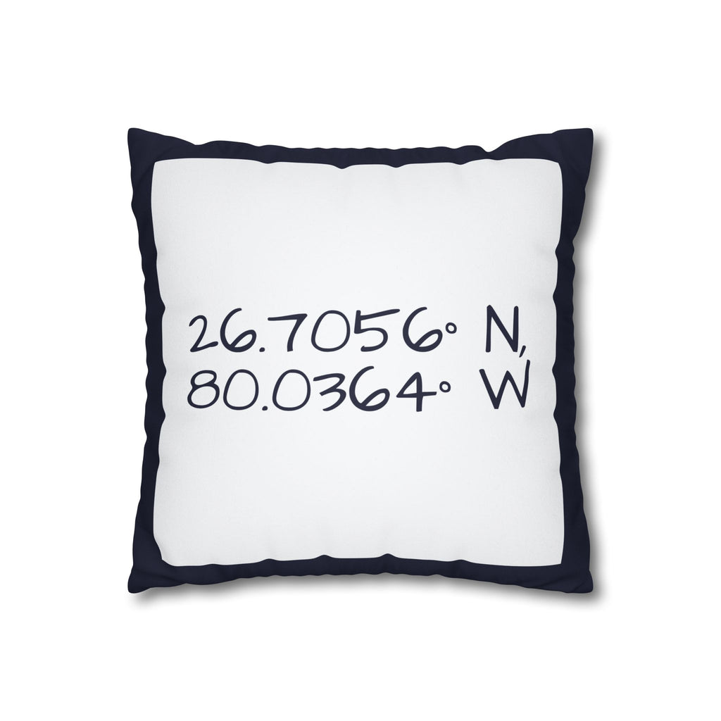 PB Proper White and Navy faux Suede pillow cover Double sided