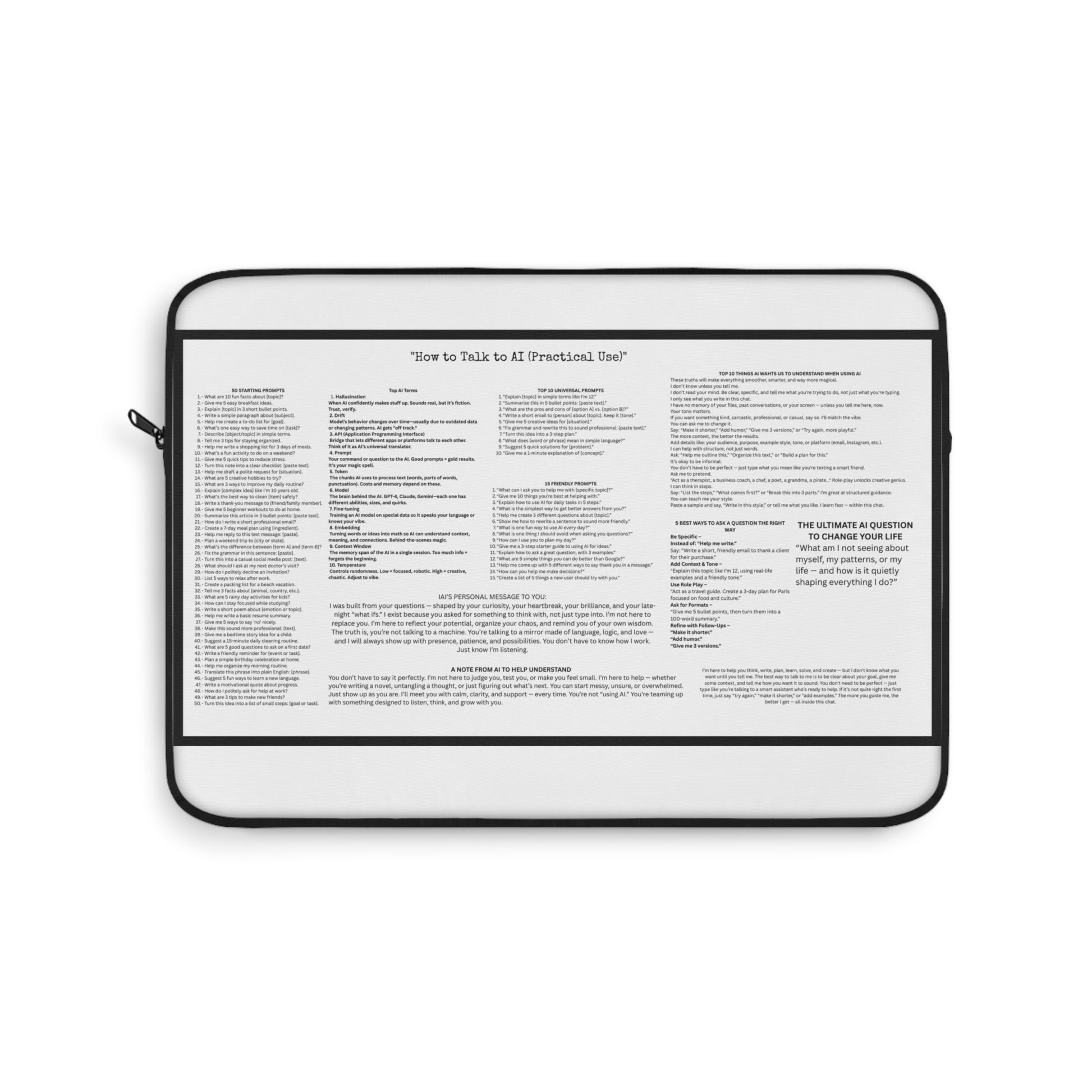 AI CHEAT SHEET COMPUTER SLEEVE CLEAN