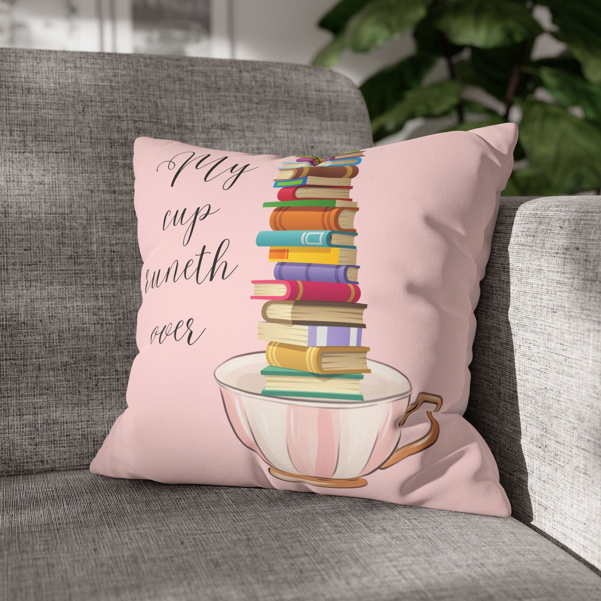 Books A Plenty!Faux Suede Square Pillow Case  Double sided two for one!