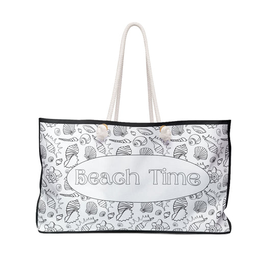 PBP Beach bag with 'Beach Time' text and sea-themed design on a white background - Colorable