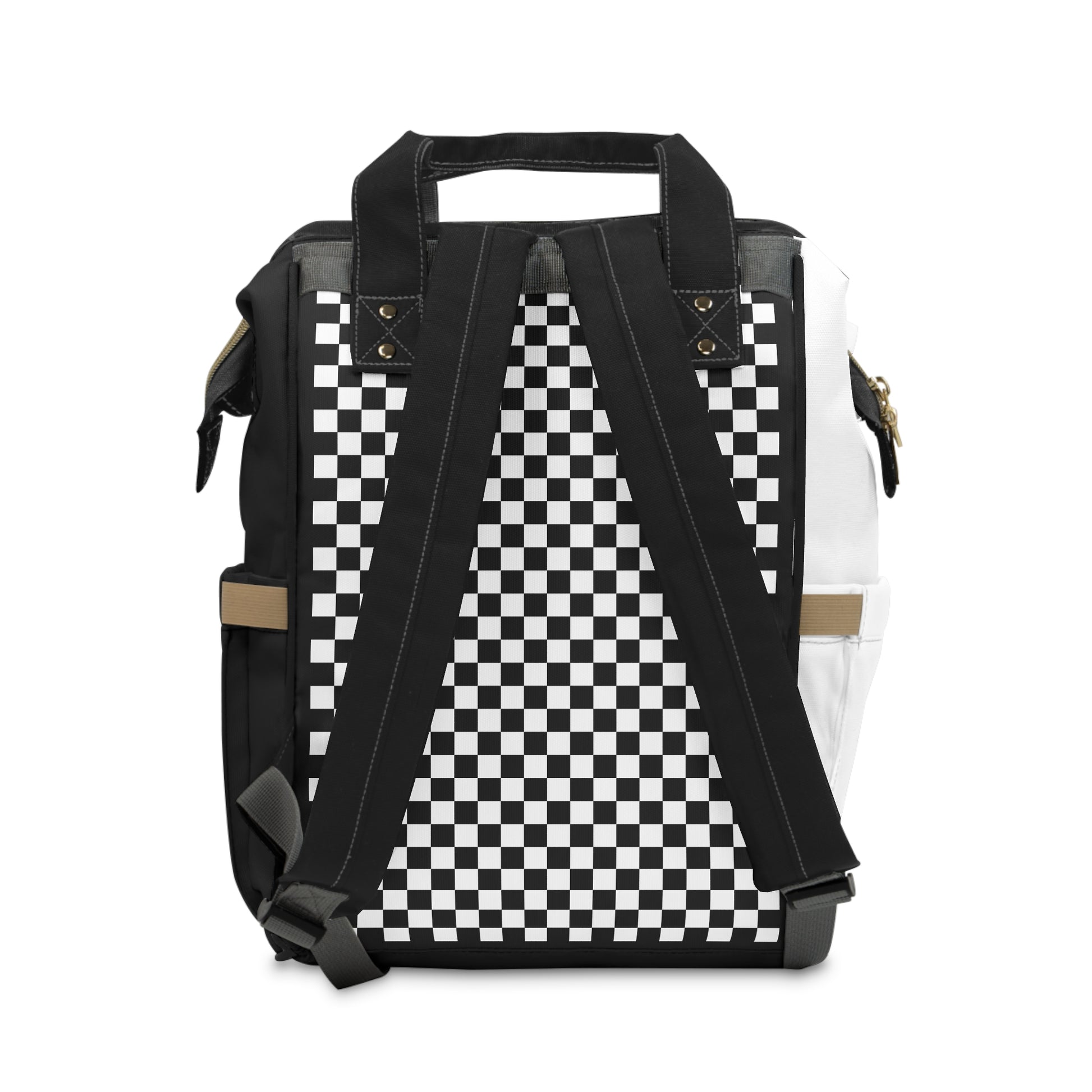 Backpack with checkered pattern on a white background