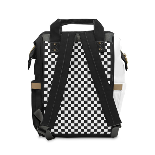 Backpack with checkered pattern on a white background