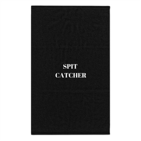 PBP Dad's Survival Kit Sarcastic Black burp cloth with 'SPIT CATCHER' text in white on a black background