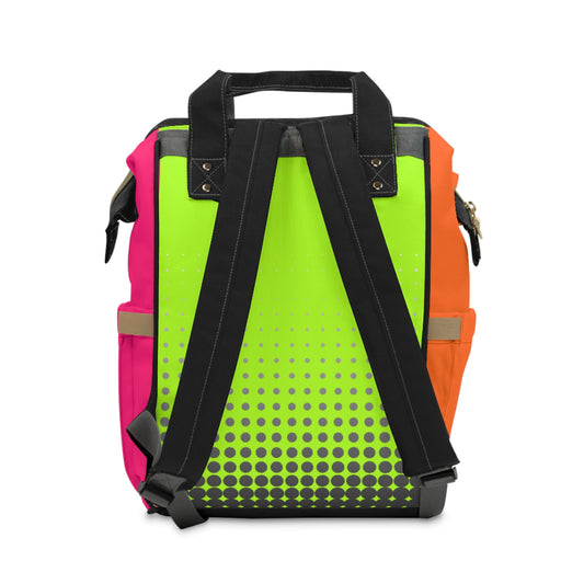 PBP Dad's Vibrant Diaper Backpack with a green pattern on a white background