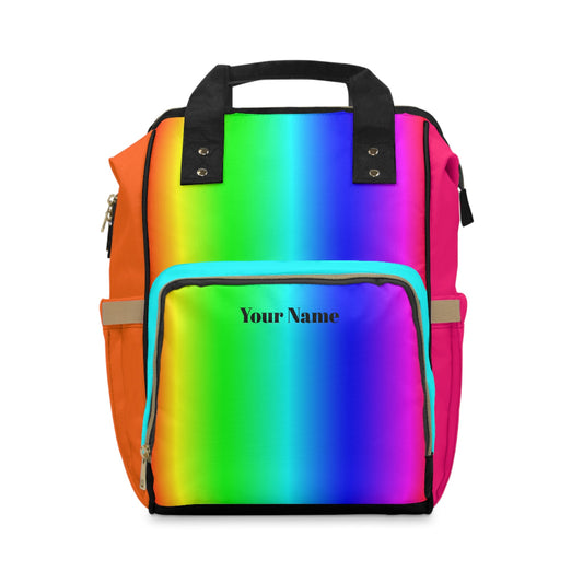 PBP Dad's Vibrant Diaper Backpack with gradient design on a white background
