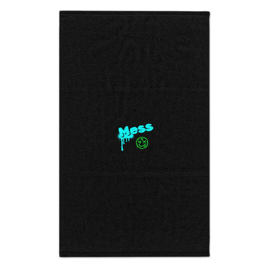PBP Graffiti Dad's Diaper Backpack burp cloth with green 'Mess' logo on a white background