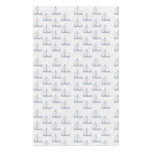 PBP Nautical burp cloth with sailboat pattern on a white background